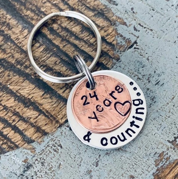 Anniversary Keychain for couple | No. of years and counting Keychain