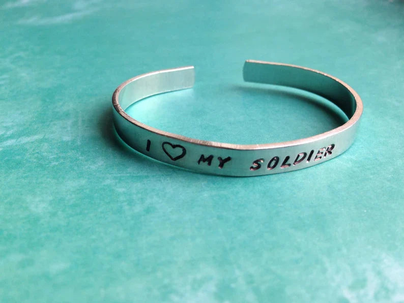 I Love My Soldier- Hand Stamped Bracelet