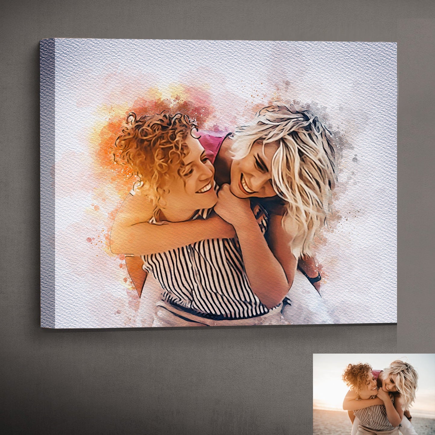 Custom Lesbian Couple Canvas | LGBTQ Portrait | Equality