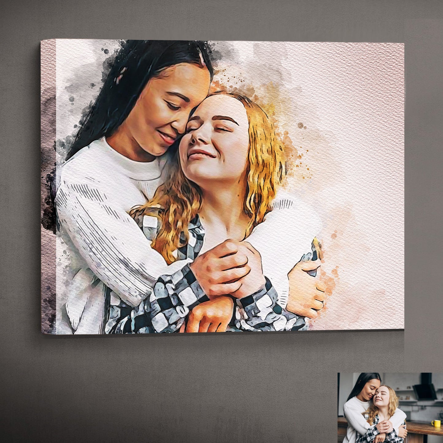 Custom Lesbian Couple Canvas | LGBTQ Portrait | Equality