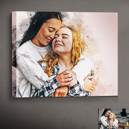 Custom Lesbian Couple Canvas | LGBTQ Portrait | Equality