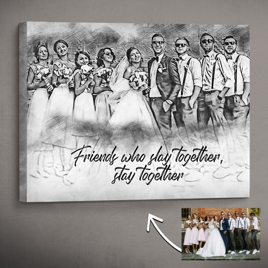 Personalized Pencil Sketch for Bridesmaid and Groomsmen