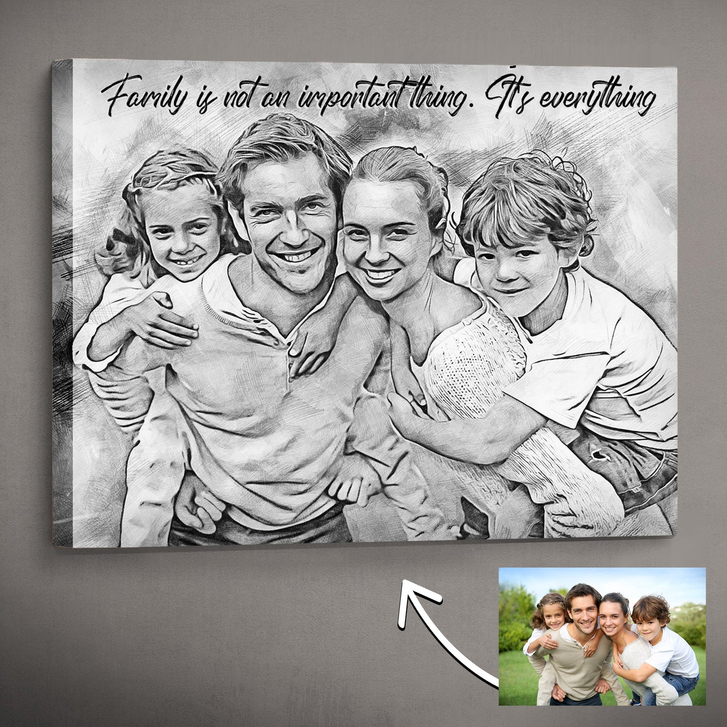 Personalized Pencil Sketch For Family