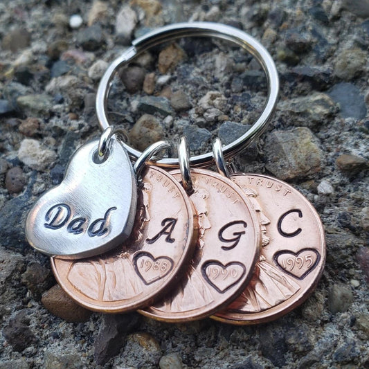 Personalized Fathers Day Penny keychain for Dad