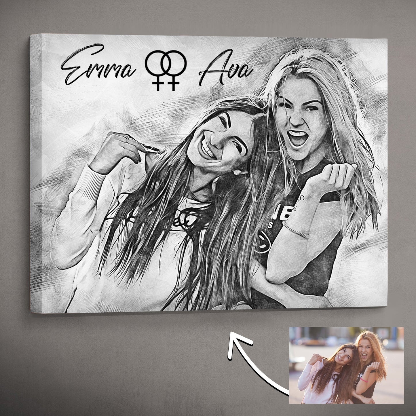 Personalized Pencil Sketch for Girlfriend