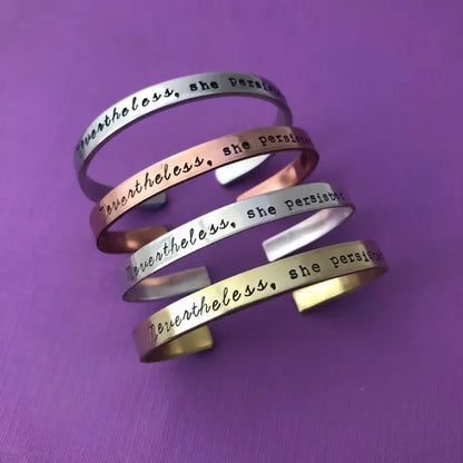 Personalized Hand Stamped Cuff Bracelet- Aluminum, Sterling Silver, Copper or Brass