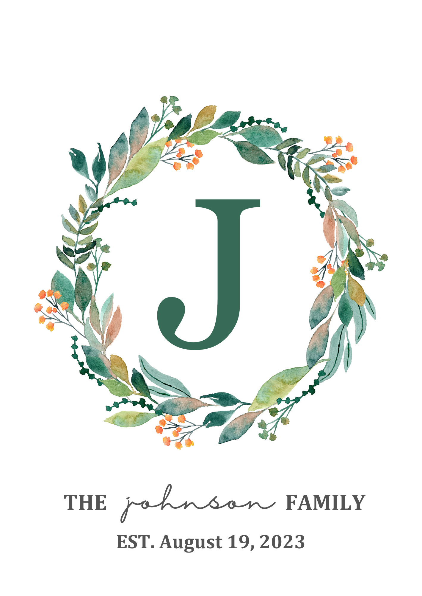 Personalized Family Name Sign | Last Name Monogram Established Date