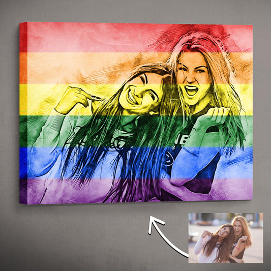 Custom Gift for Girlfriend | Rainbow Portrait | LGBTQ | Gift For Pride Month