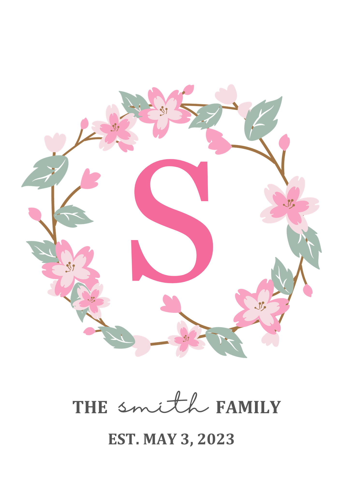 Personalized Family Name Sign | Last Name Monogram Established Date