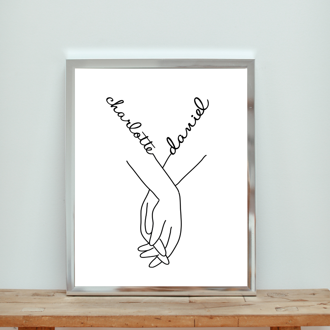 Custom Holding Hands Print | Personalized Name Print