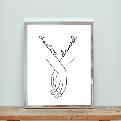 Custom Holding Hands Print | Personalized Name Print